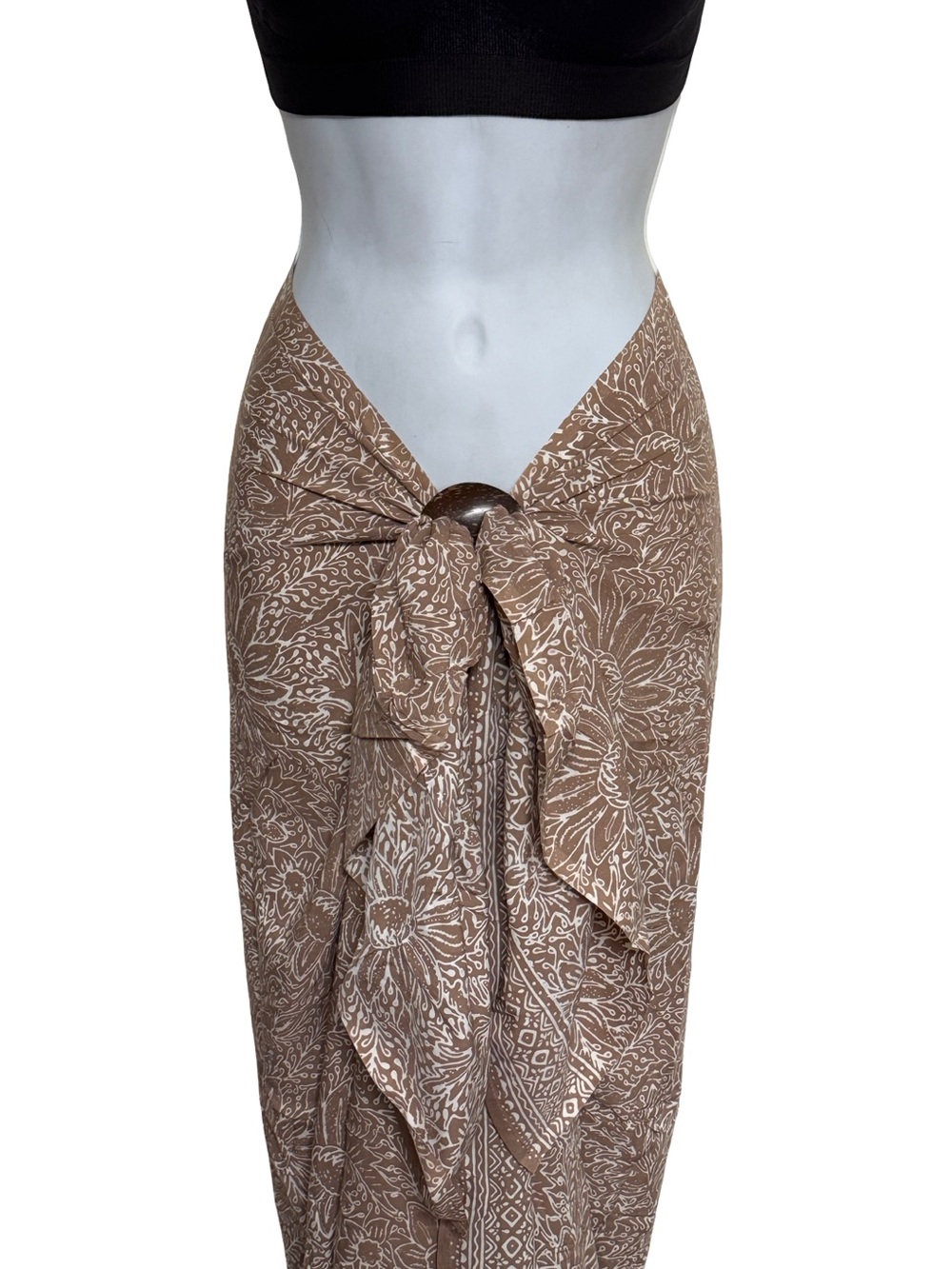 Brown Floral Bali Wrap Sarong NEW - Picture 3 of 9